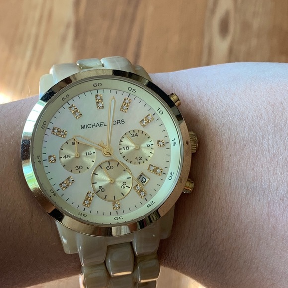 Michael Kors Tan Tortoise Shell Cream Watch main image 6